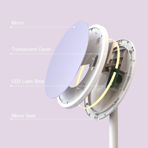 LED Lighted Makeup Mirror 1X 5X Magnification Round Shape 9" New Banyltrl NWT - Picture 4 of 10